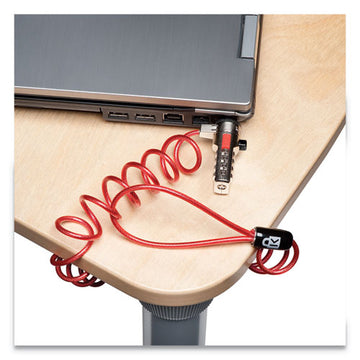Kensington® Portable Combination Laptop Lock, 6ft Steel Cable, Red freeshipping - TVN Wholesale